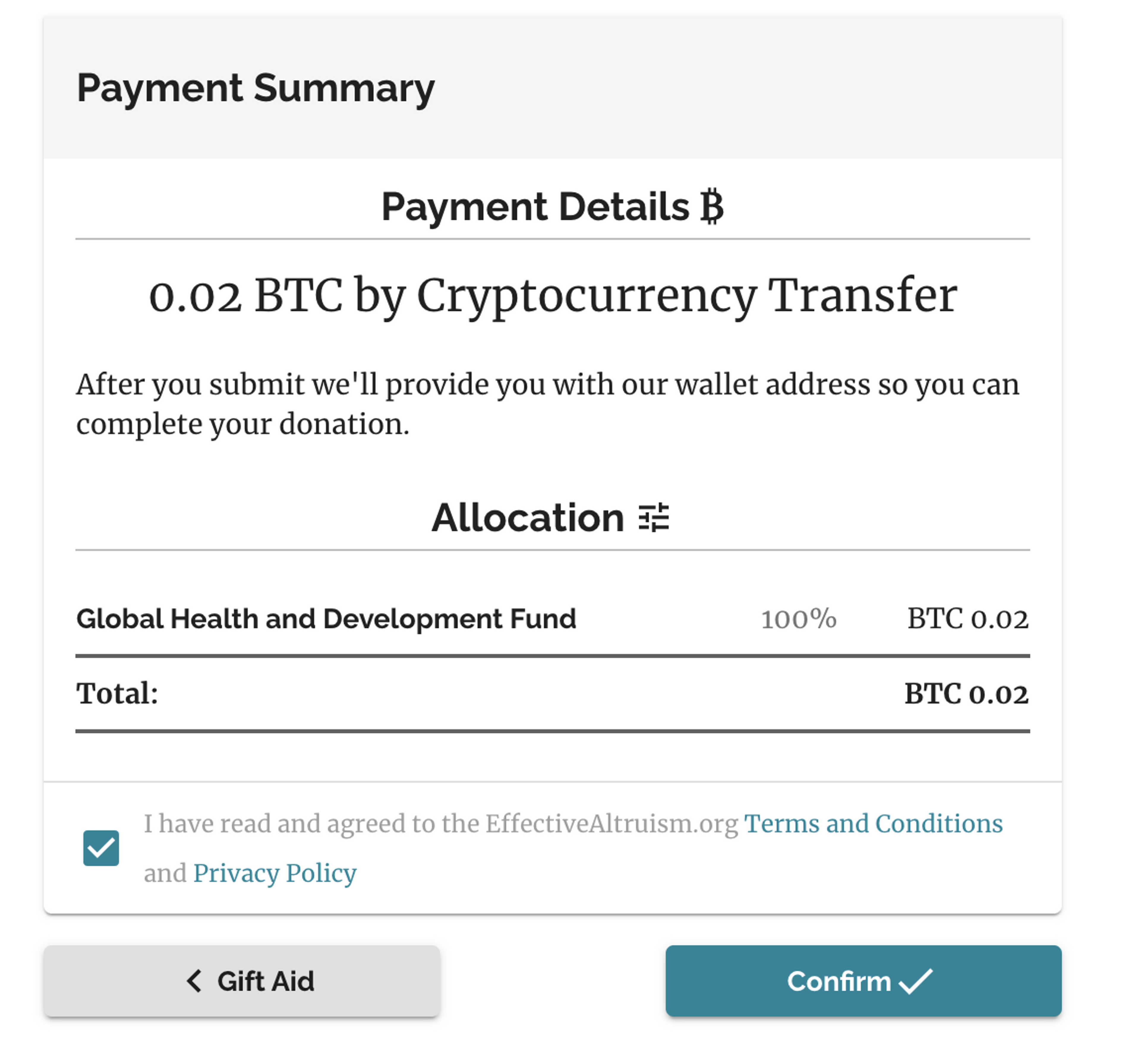 Payment Summary Page