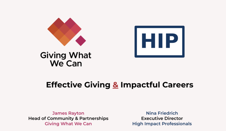 Effective Giving & Impactful Careers: A Webinar Series