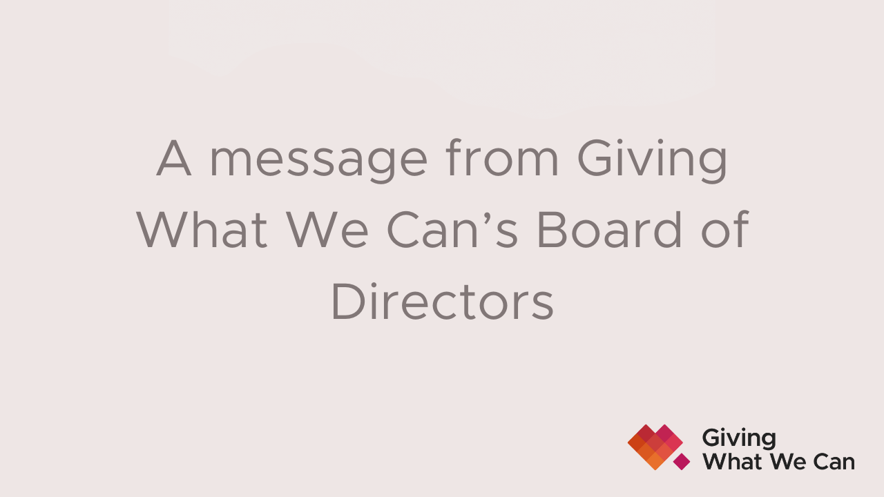Leadership Transition at Giving What We Can: A Message from the Board