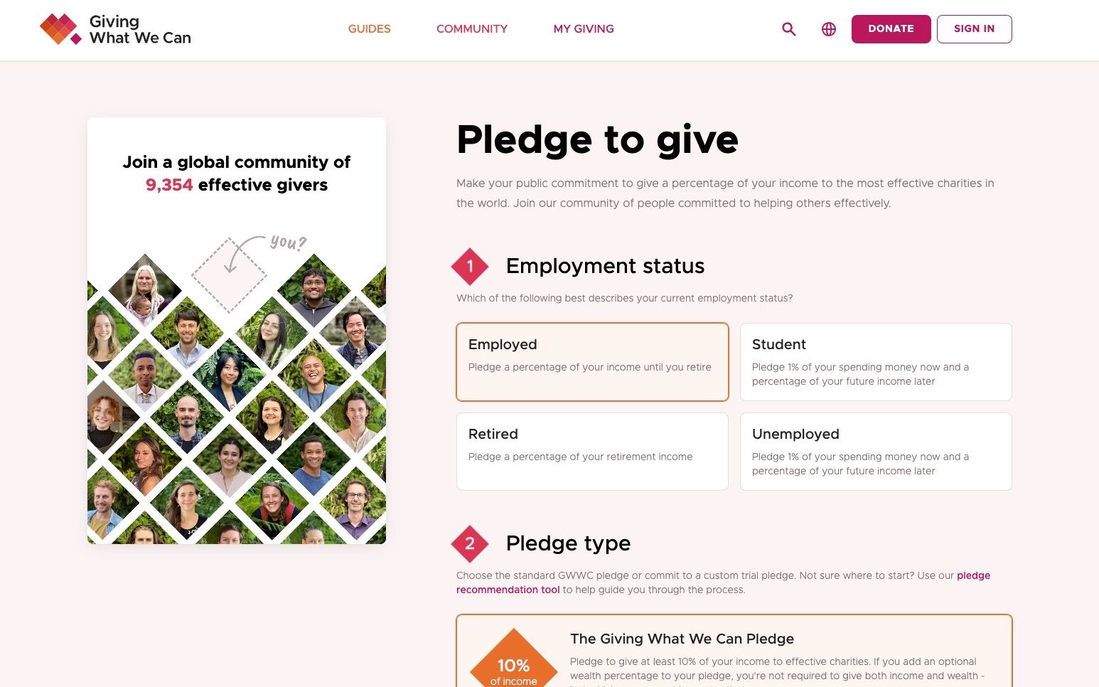 Giving What We Can has a new pledge option!