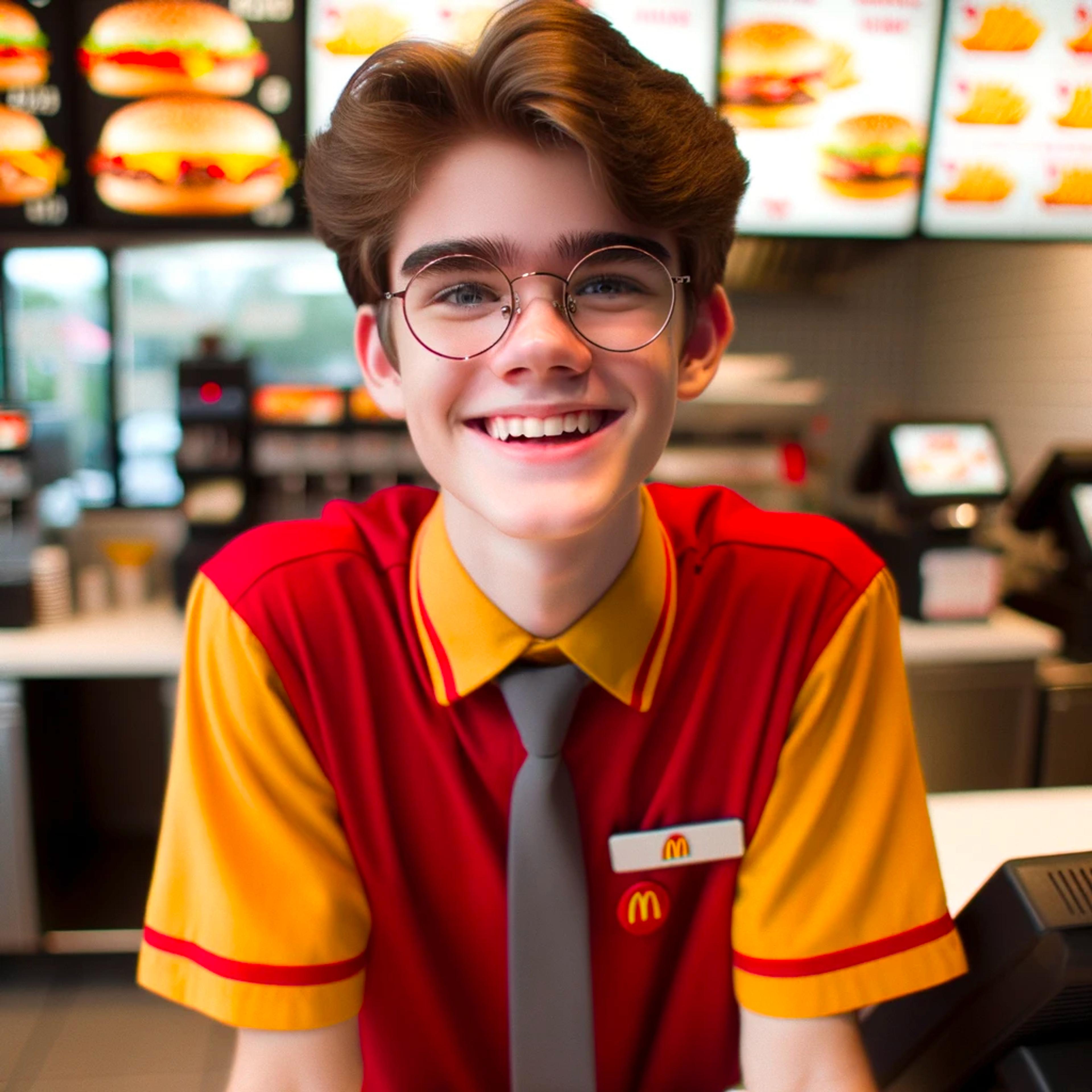 Teenager working at McDonald's.