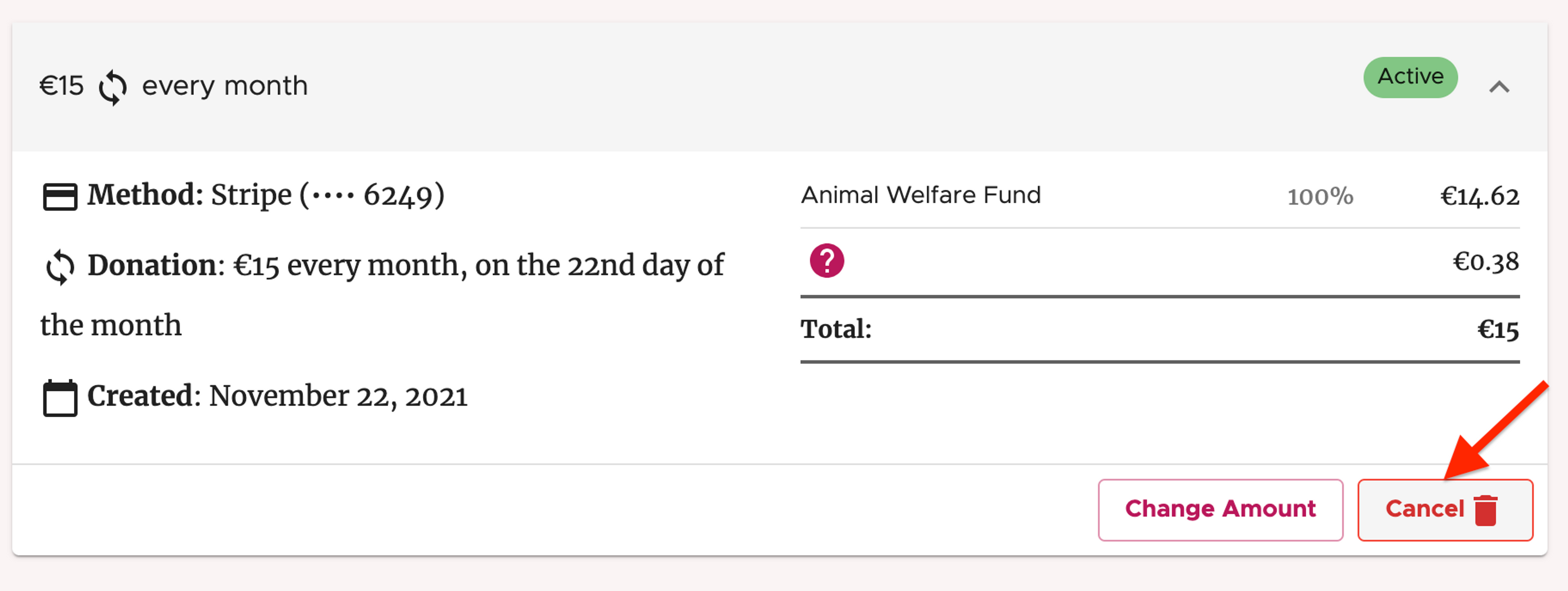 Cancel recurring donation