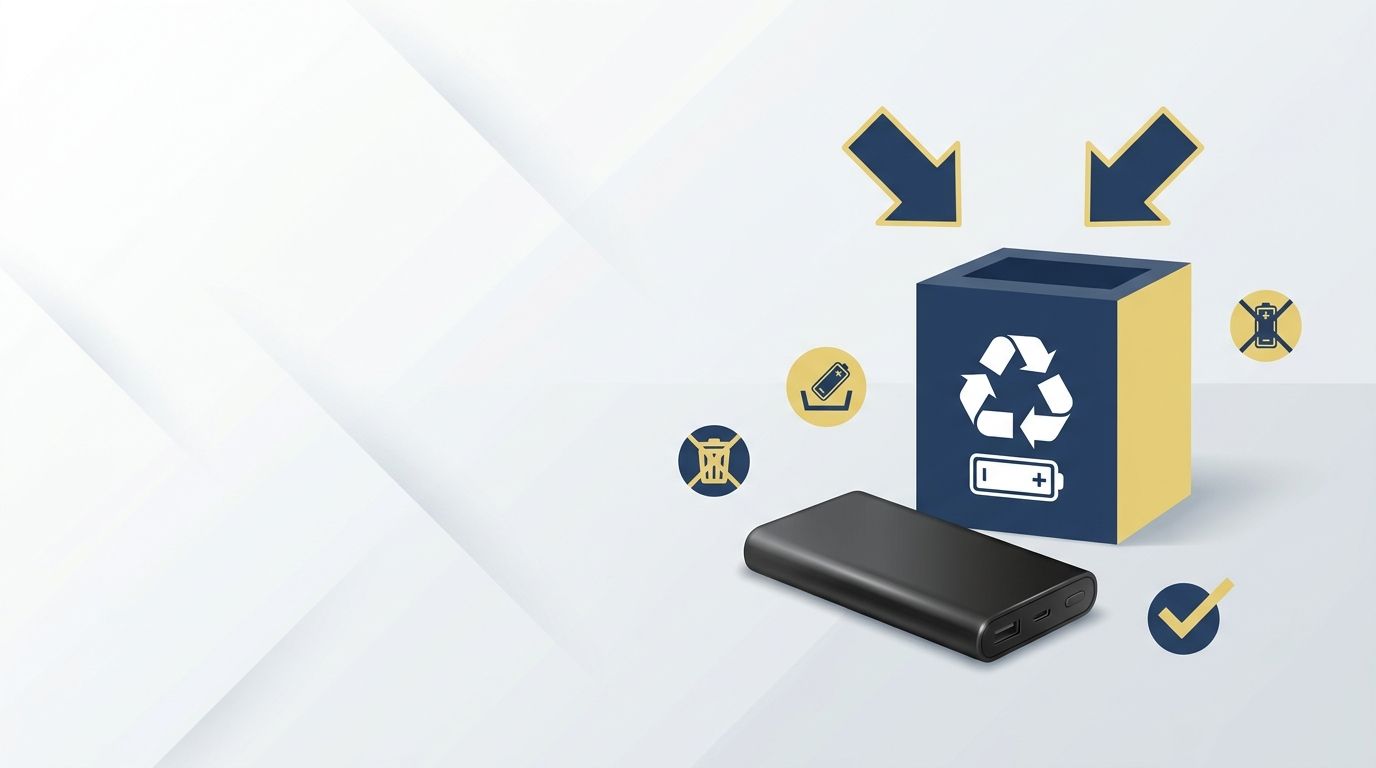 モバイルバッテリーを正しい回収場所へ持ち込むイメージ