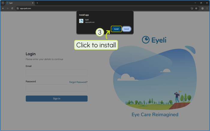 Click <strong>Install</strong> in the prompt that appears.