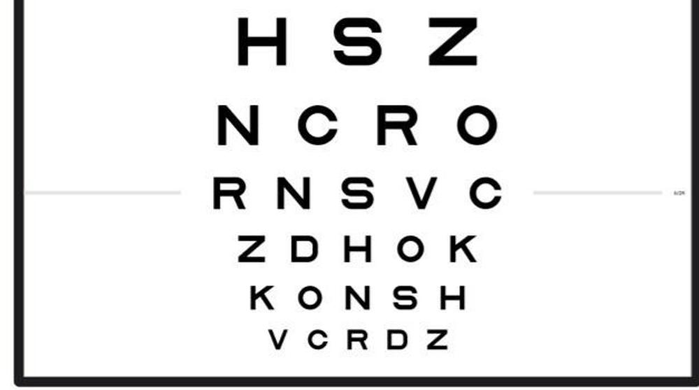 A distance digital visual acuity chart displayed during an Eyeli test