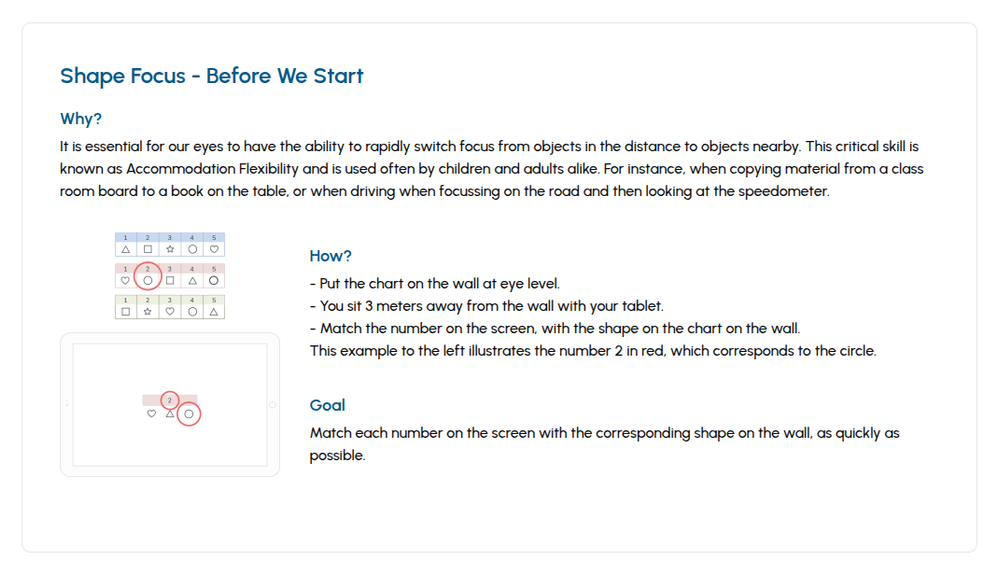 Shape Focus exercise instructions in the Eyeli app