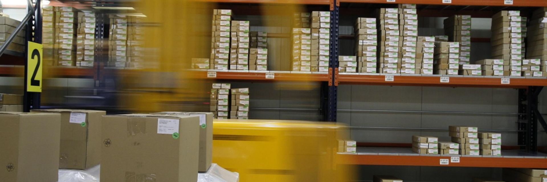 Cold storage with products laying on shelves