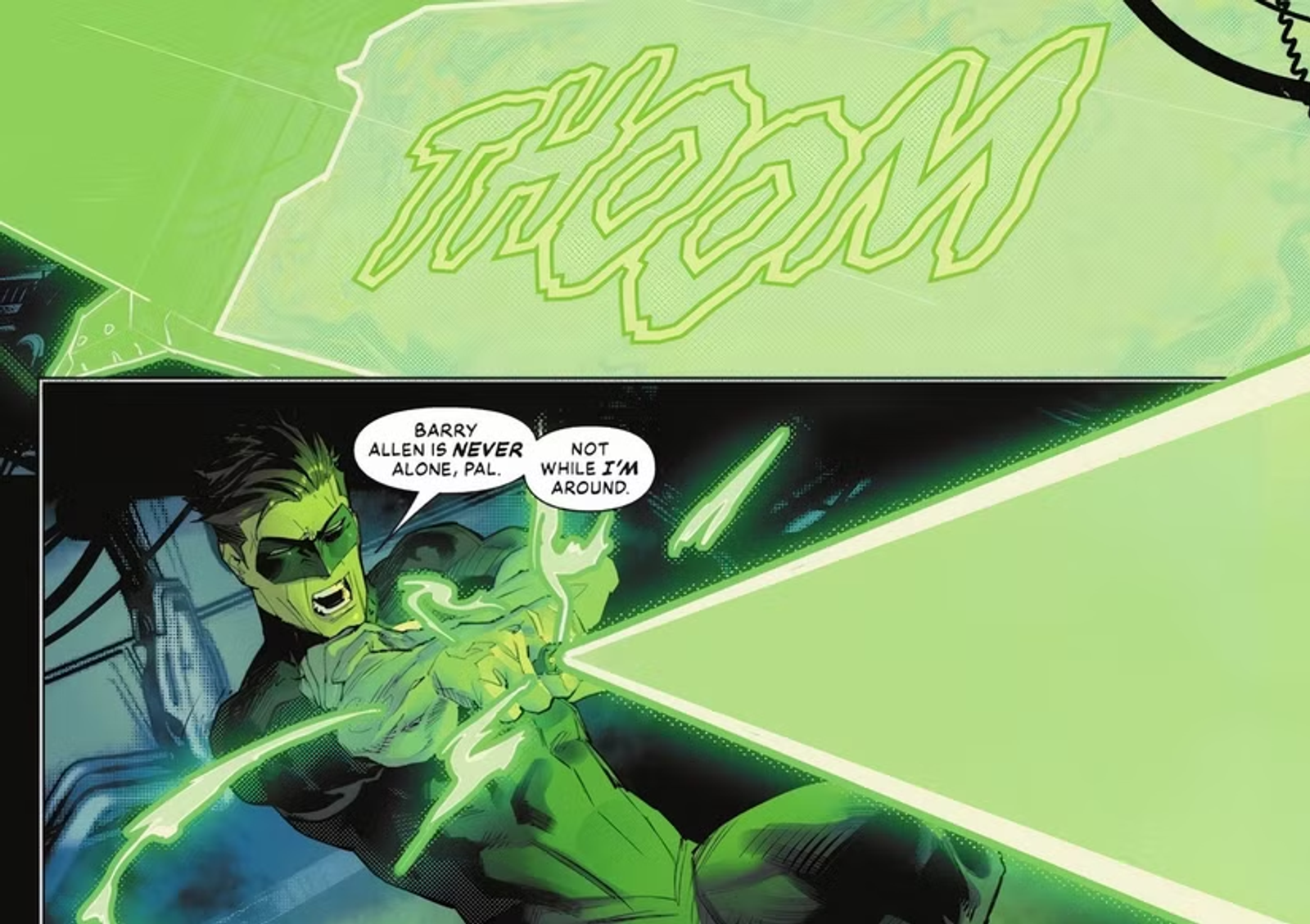 Hal Jordan talking about always being there for Barry