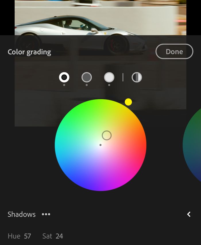 Shadow color grading
