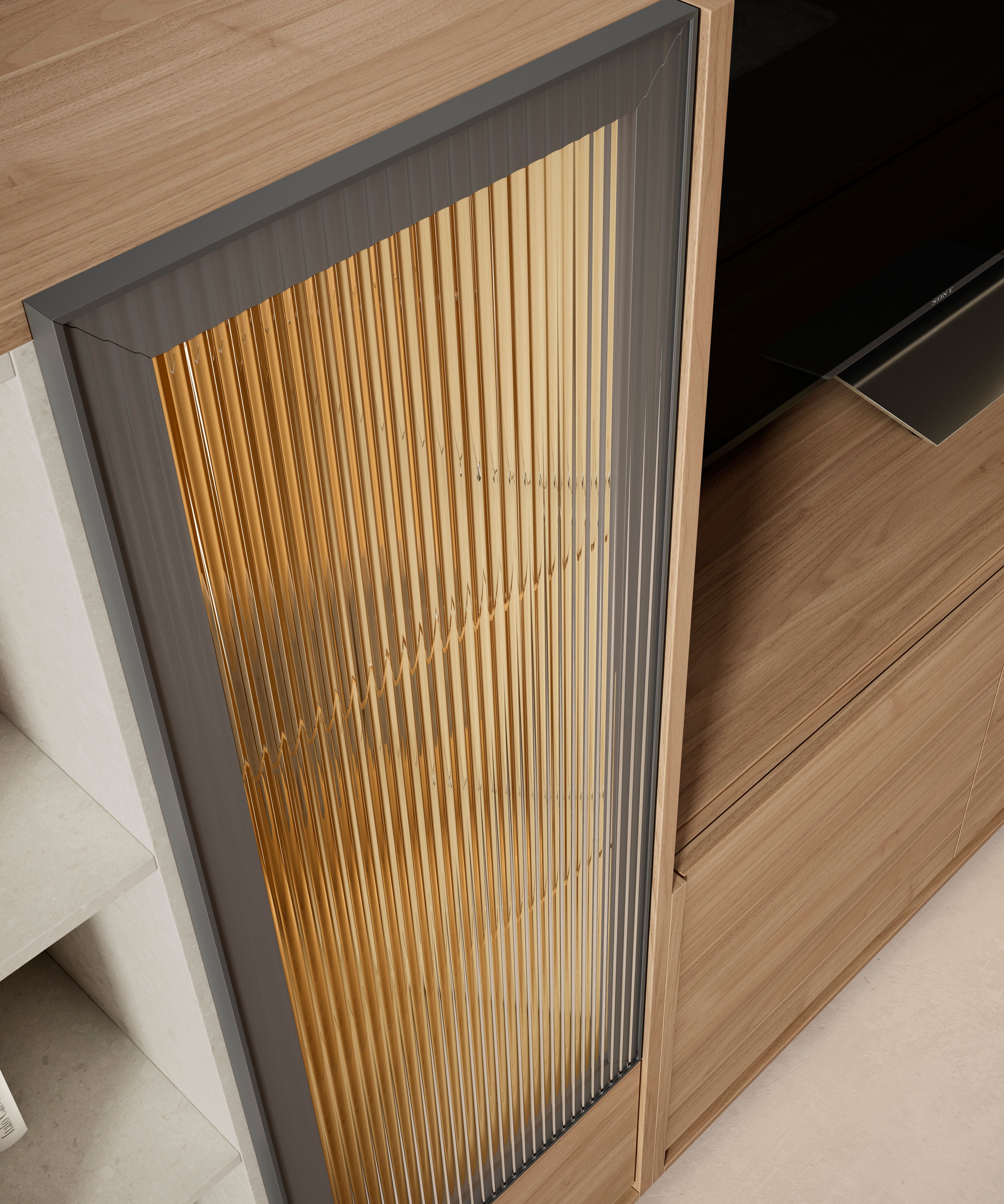 Porte vitrée à fente