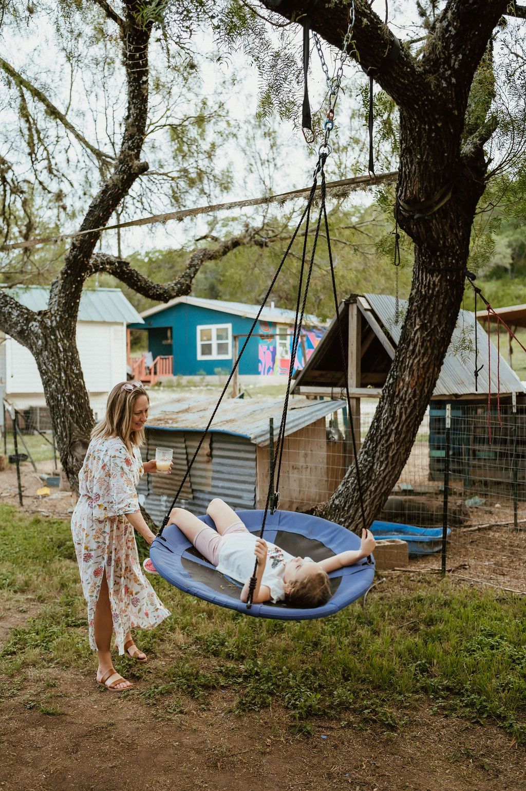Swinging at The Inn Between in Concan, Texas