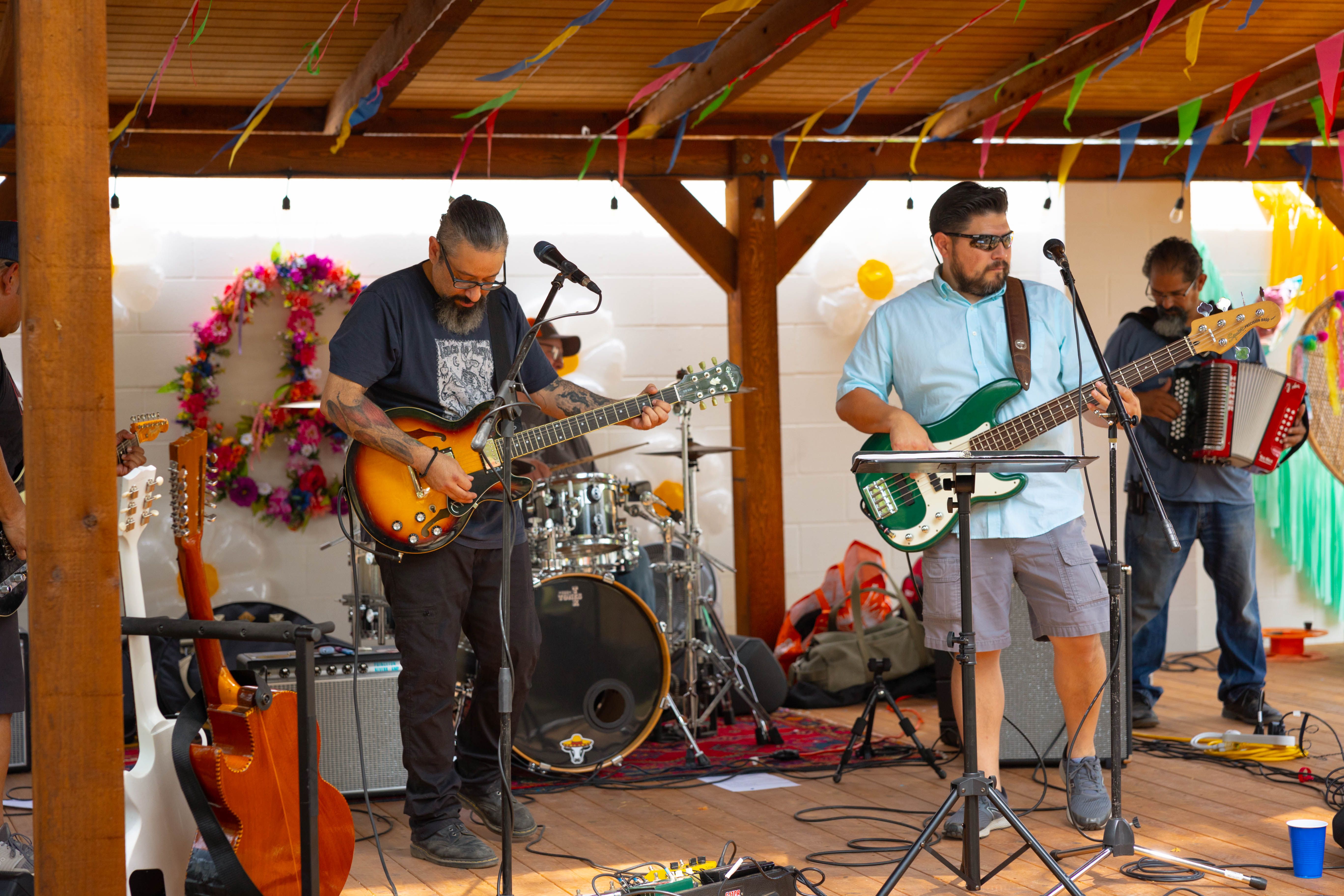 Band using the pavilion at The Inn Between in Concan, Texas