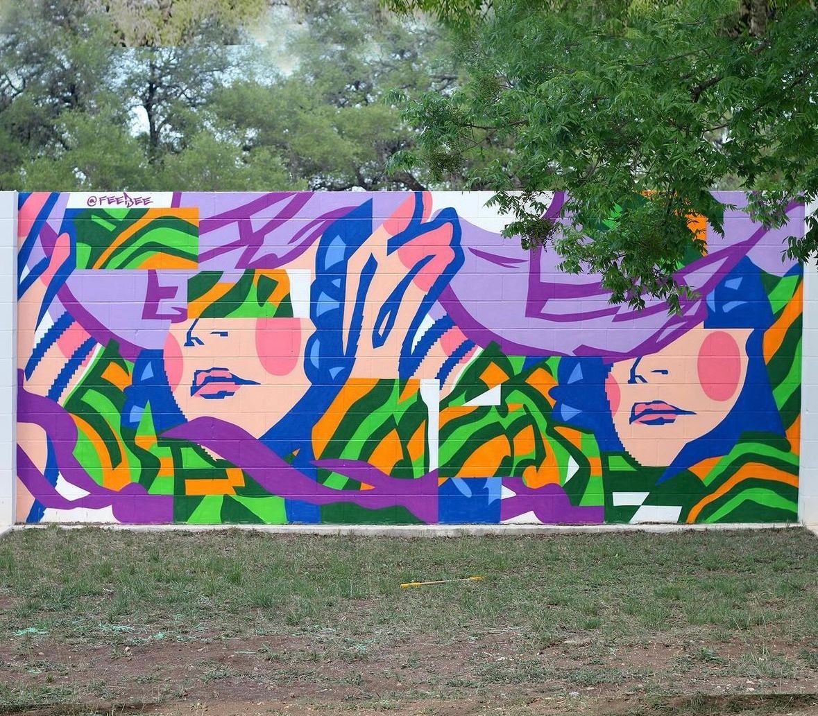 Purple Cowgirl Mural by artist FeeBee at The Inn Between