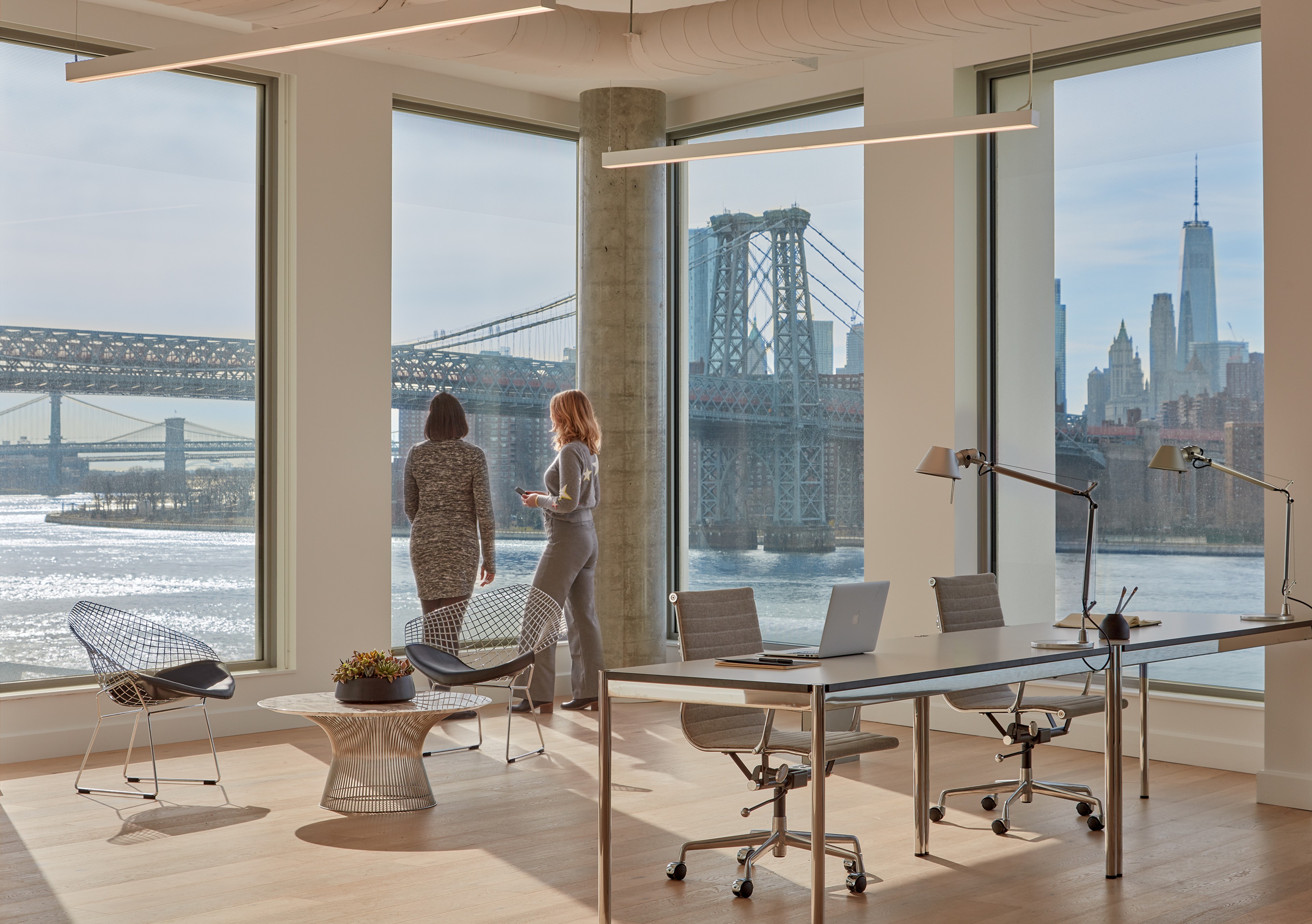 Corner office with views of the Williamsburg Bridge at Ten Grant Street