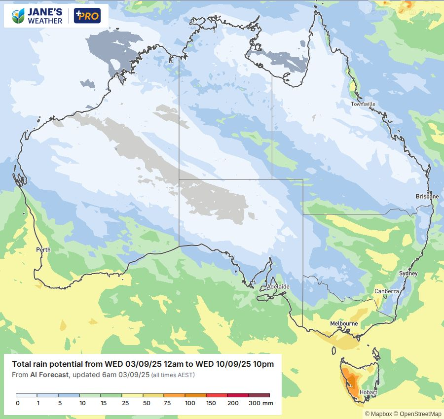 Potential rainfall over the next week