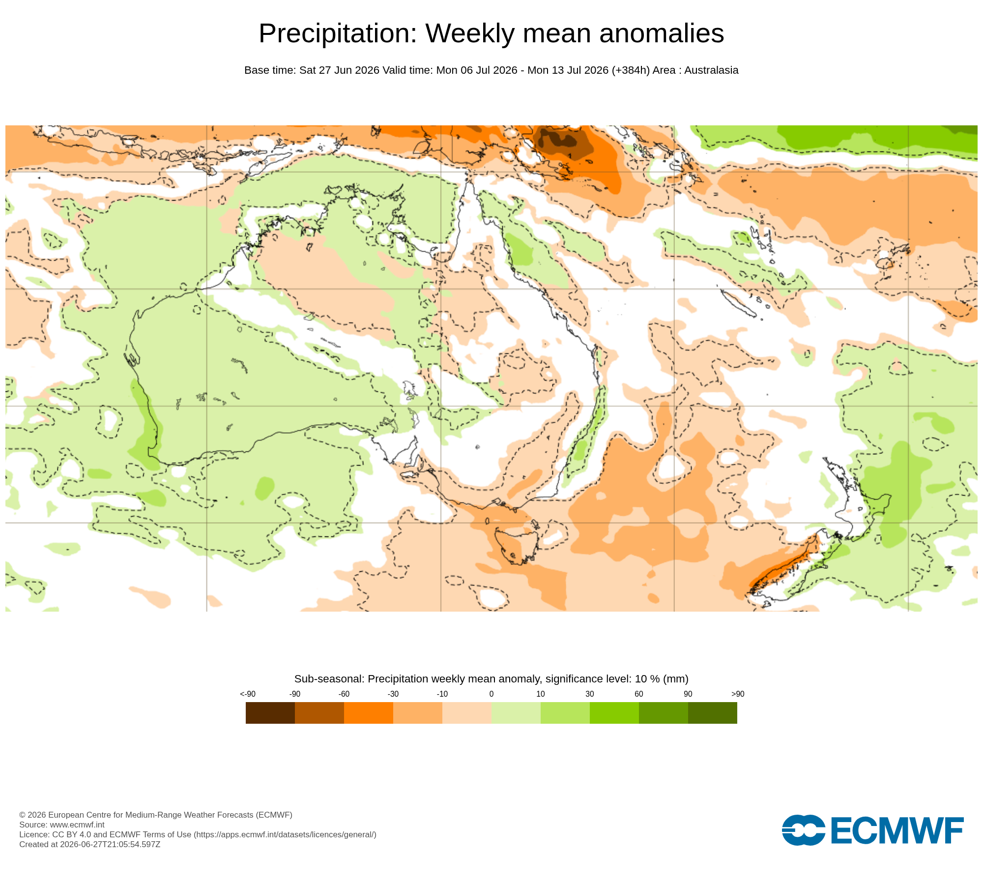 ECMWF Potential rain from 06 to 13 Jul