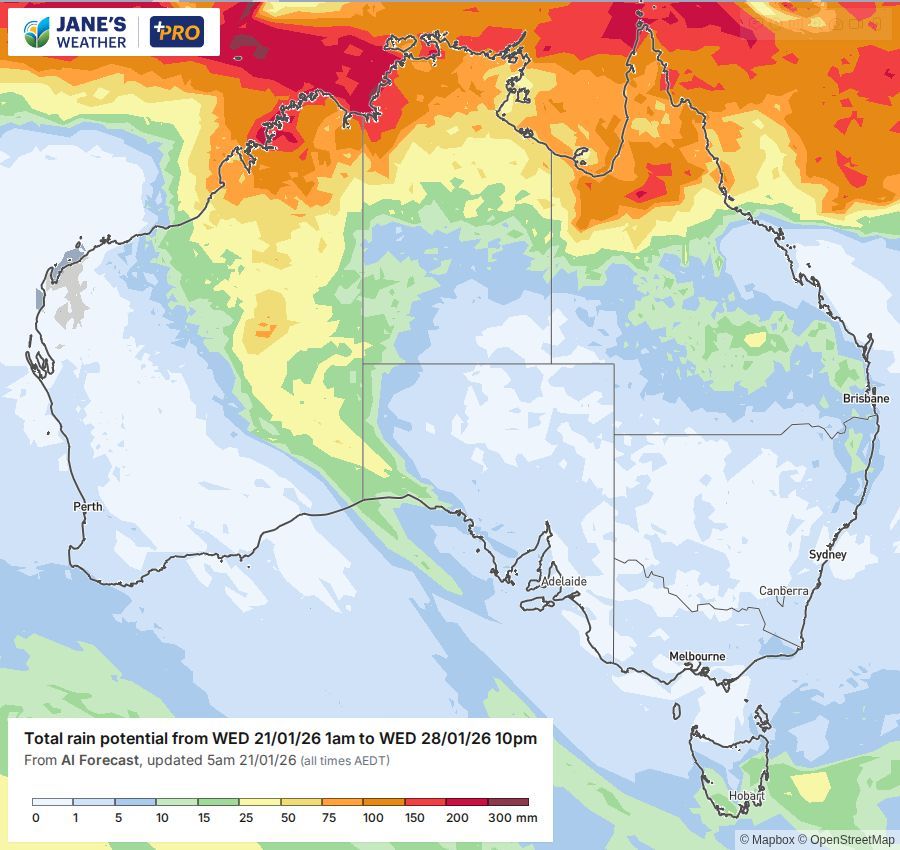 Potential rainfall over the next week