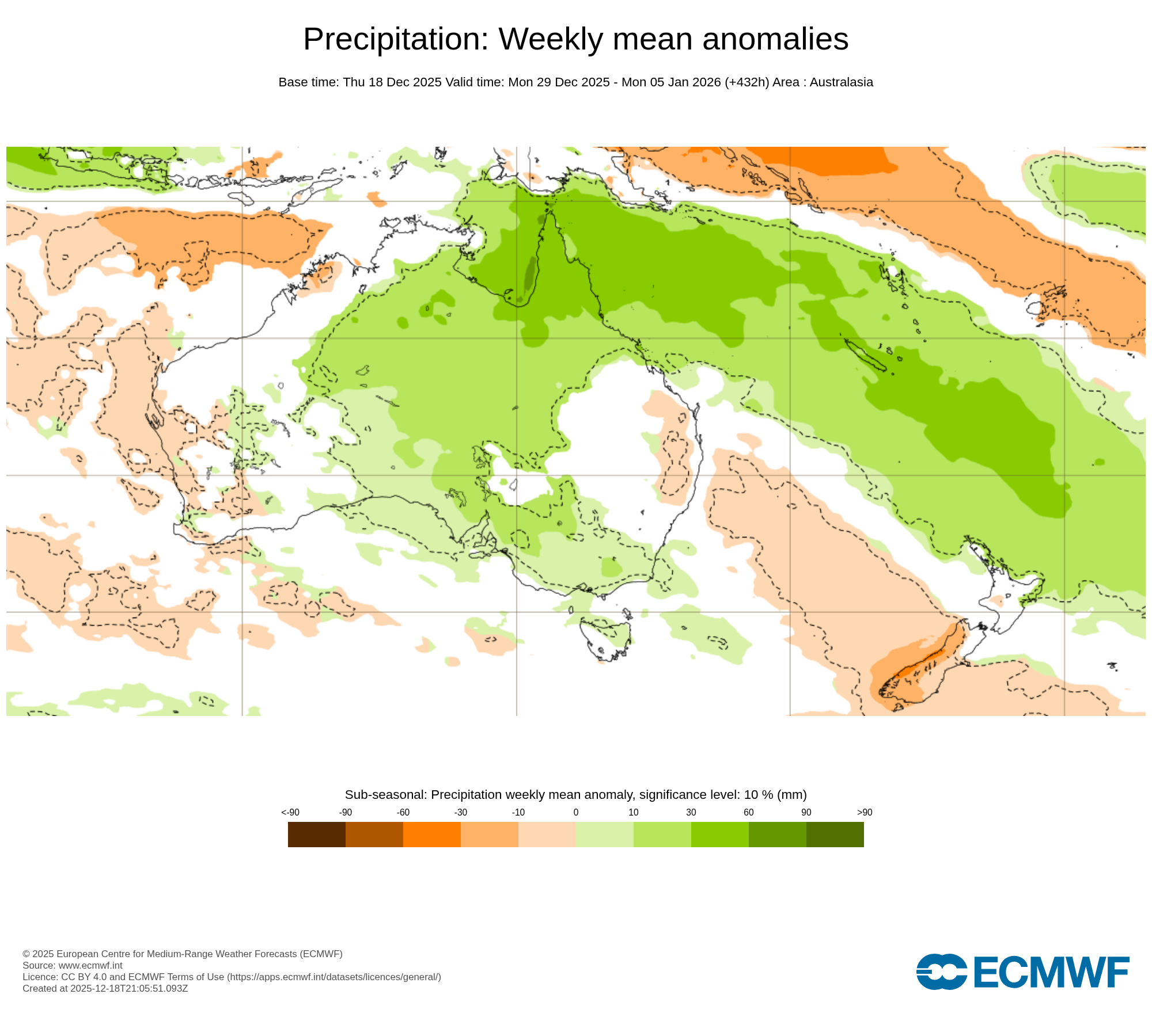 ECMWF Potential rain from 29 December to January 5