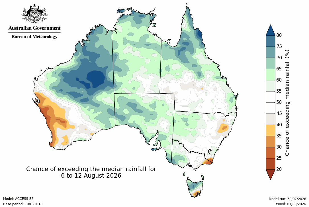 BoM Potential rain from 06 to 12 Aug