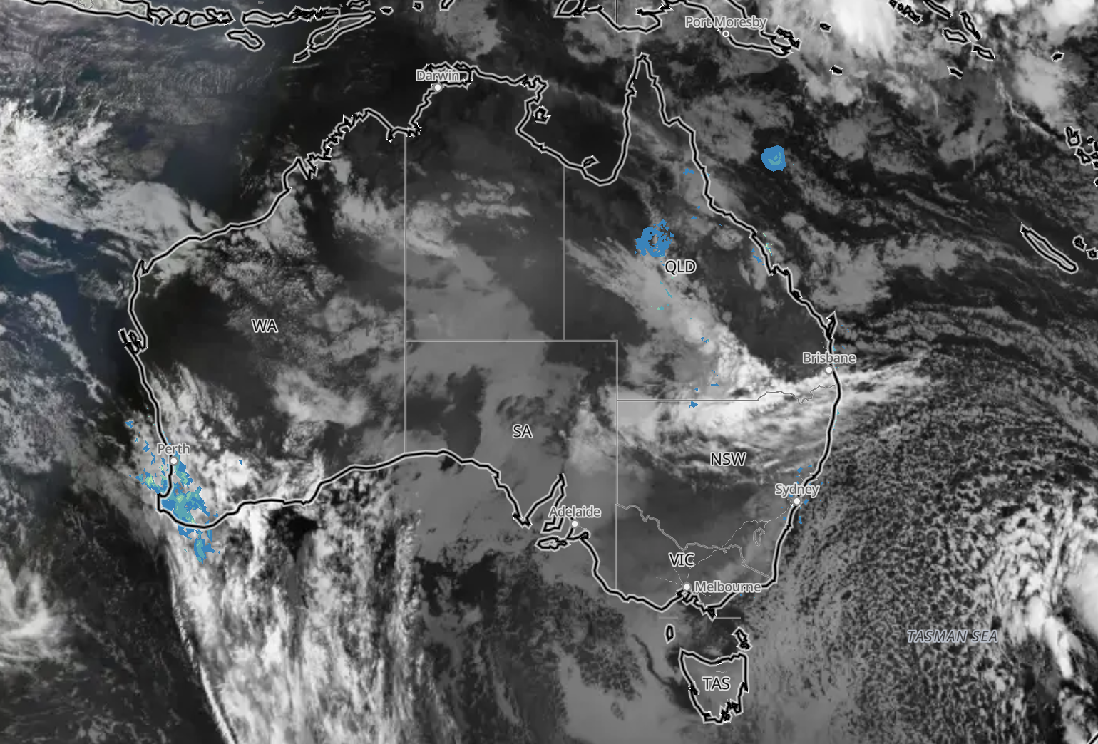 Satellite and radar on Sunday evening