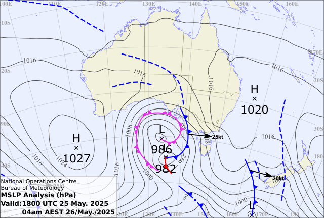 The weather pattern on Monday morning