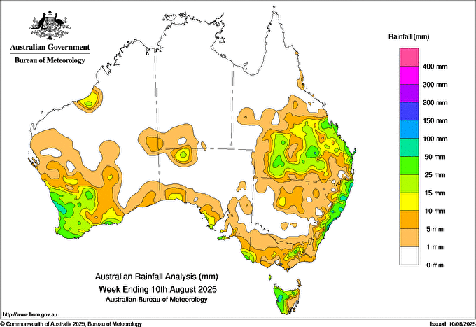 Weekly rainfall totals up until Sunday morning