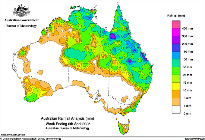 Rainfall totals from the past week