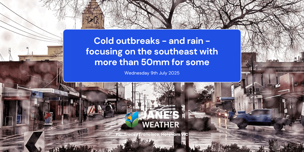 Cold outbreaks - and rain - focusing on the southeast with more than 50mm for some