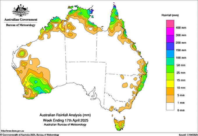 Rainfall totals over the past week