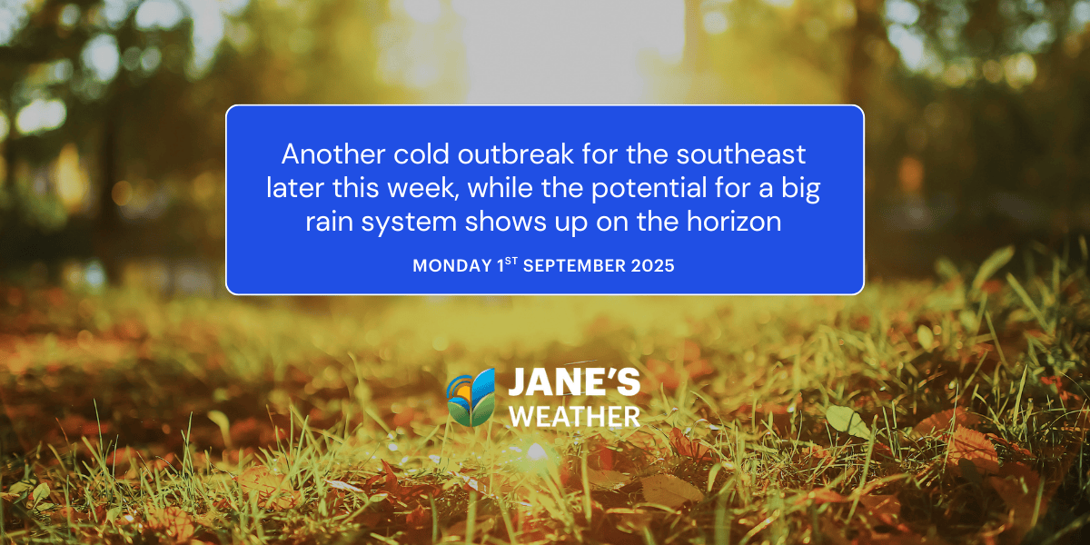 Another cold outbreak for the southeast later this week, while the potential for a big rain system shows up on the horizon