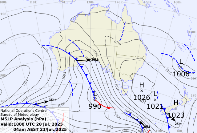 Monday morning weather pattern