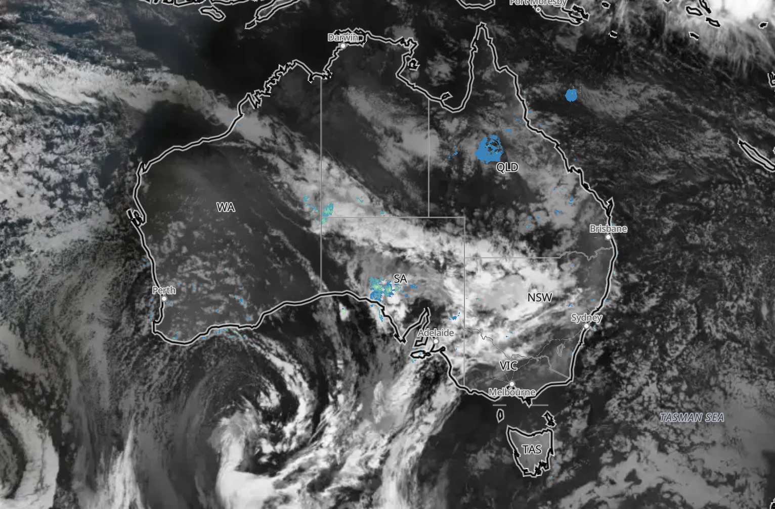 Satellite and radar on Sunday evening