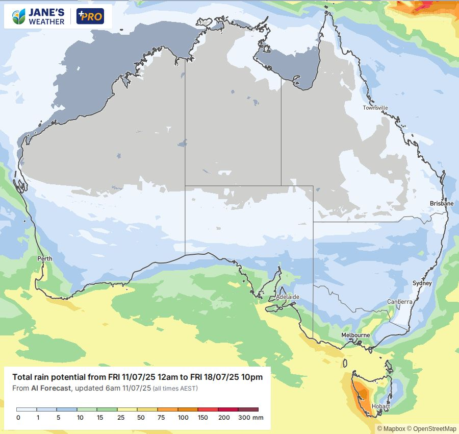Potential rain over the next week