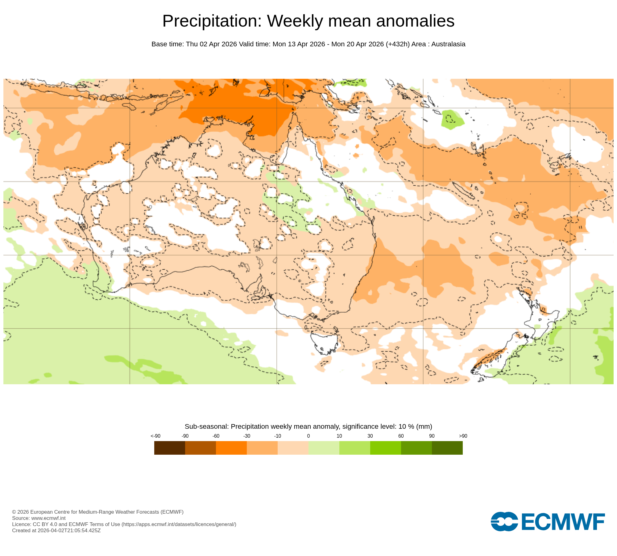 ECMWF Potential rain from 13 to 20 Apr