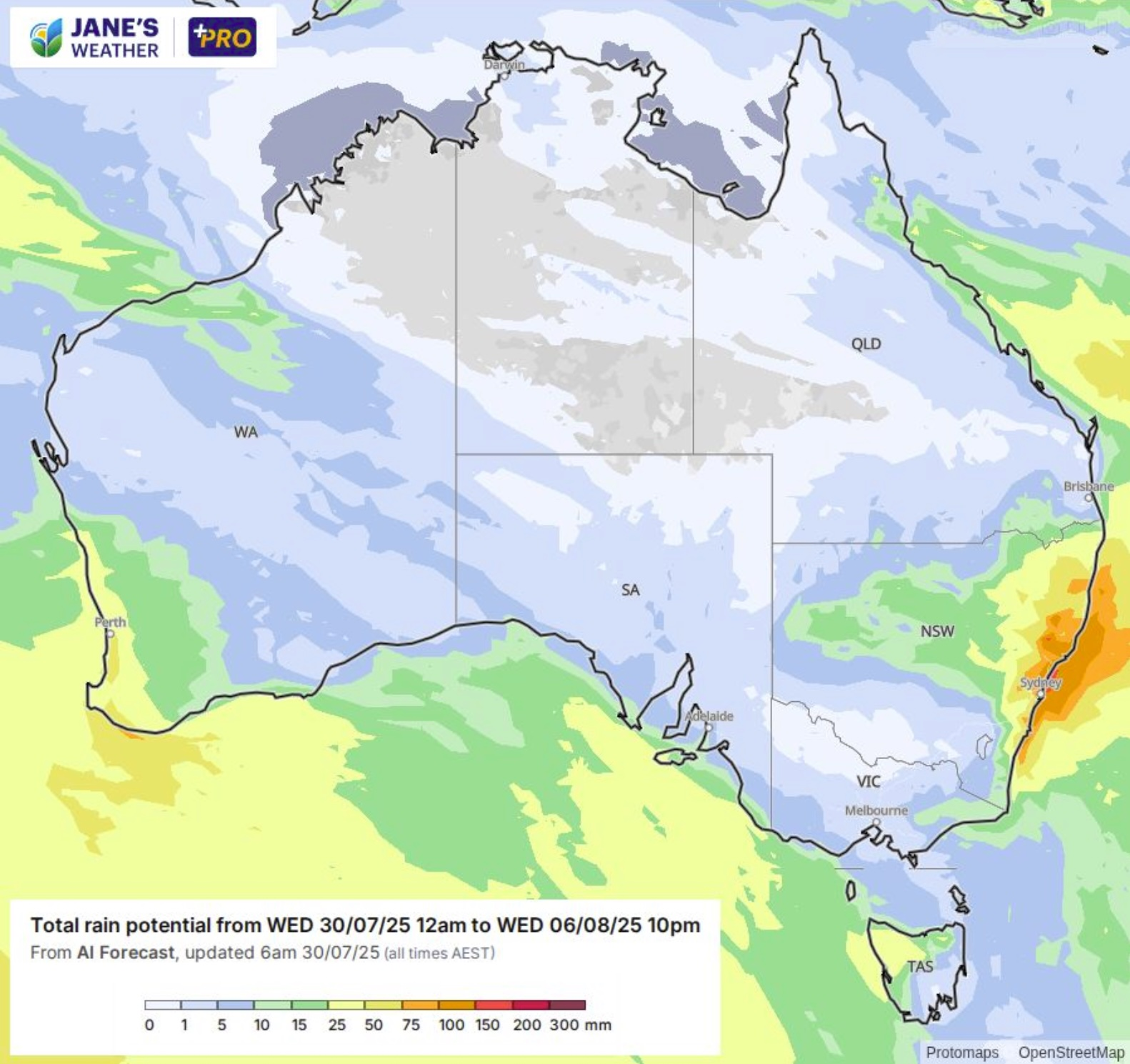 Potential rain over the next week