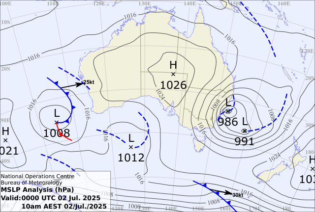  Latest weather map from BoM
