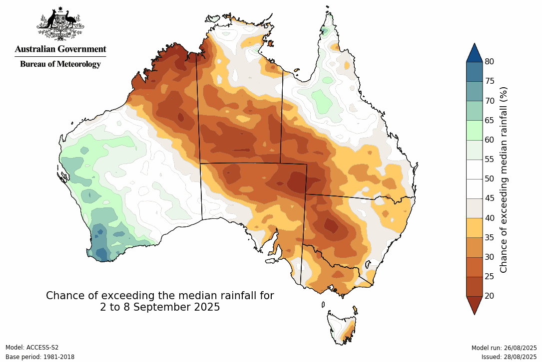 BoM modelling for the first two weeks of September
