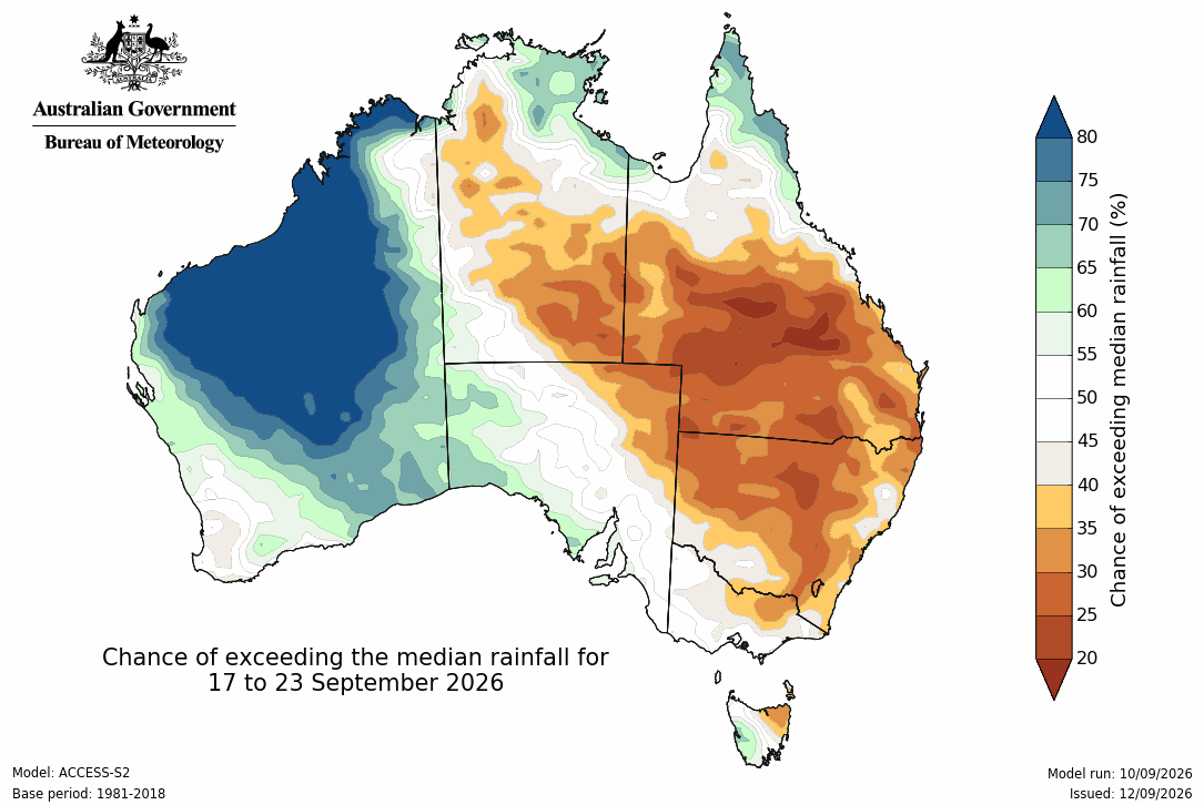 BoM Potential rain from 17 to 23 Sept