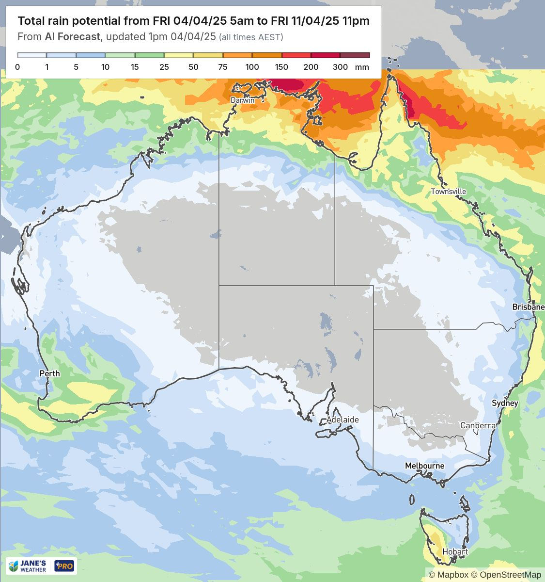 Potential rain over the next week
