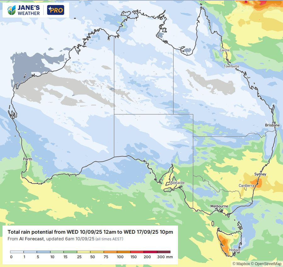 Potential rainfall over the next week