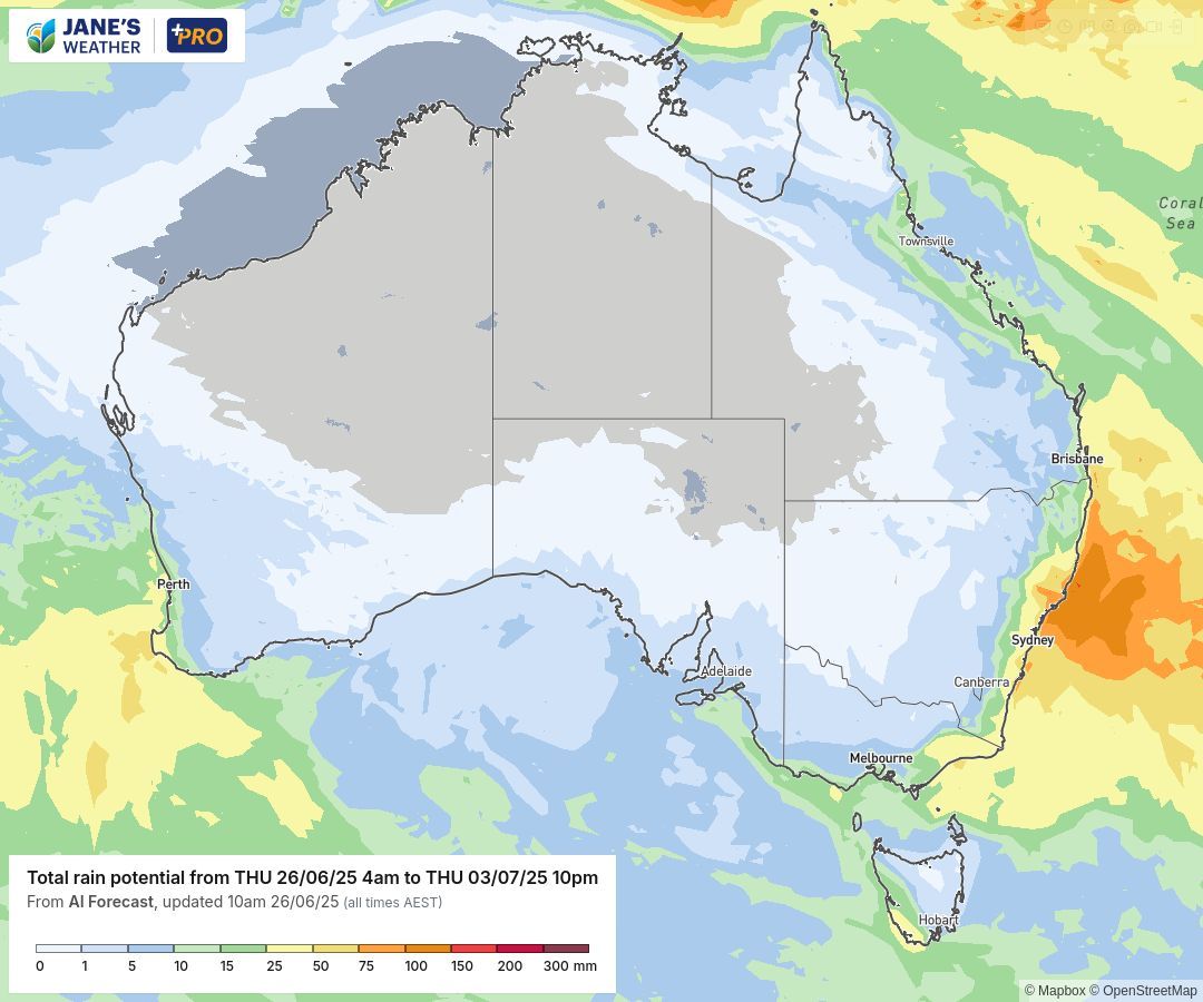 Potential rain over the next week