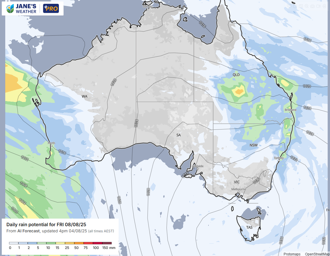 There is an increase in wet weather on both sides of the country at the end of the week