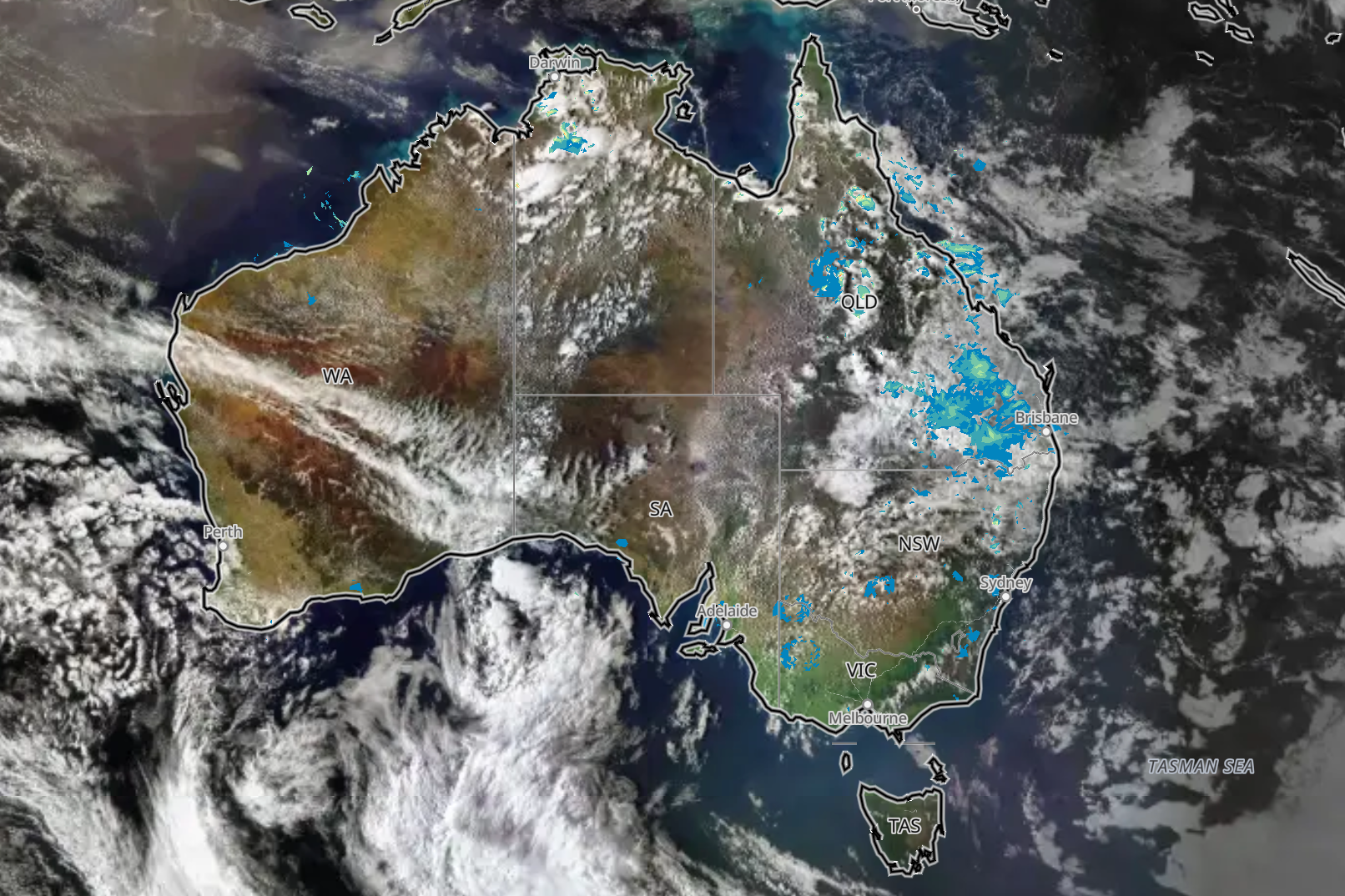 Satellite and radar on Sunday evening