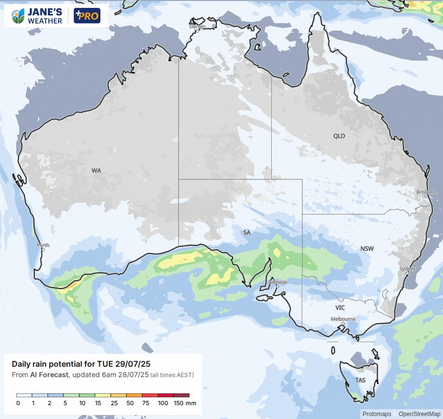 Daily rainfall potential from Tuesday through to the weekend