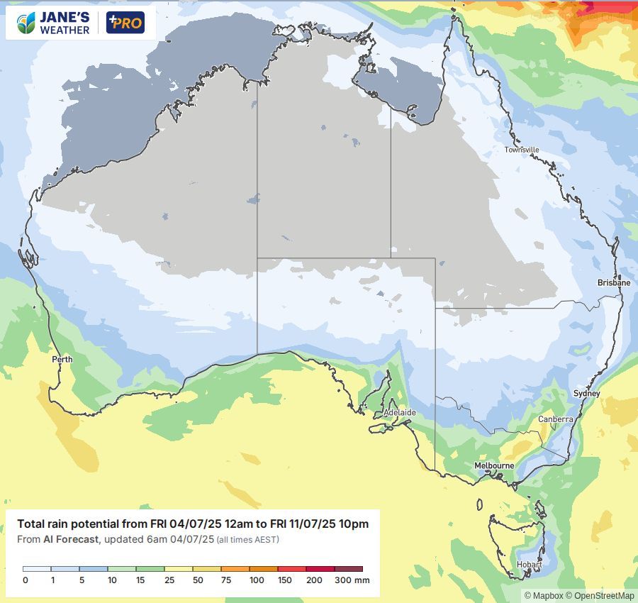 Potential rainfall over the next week