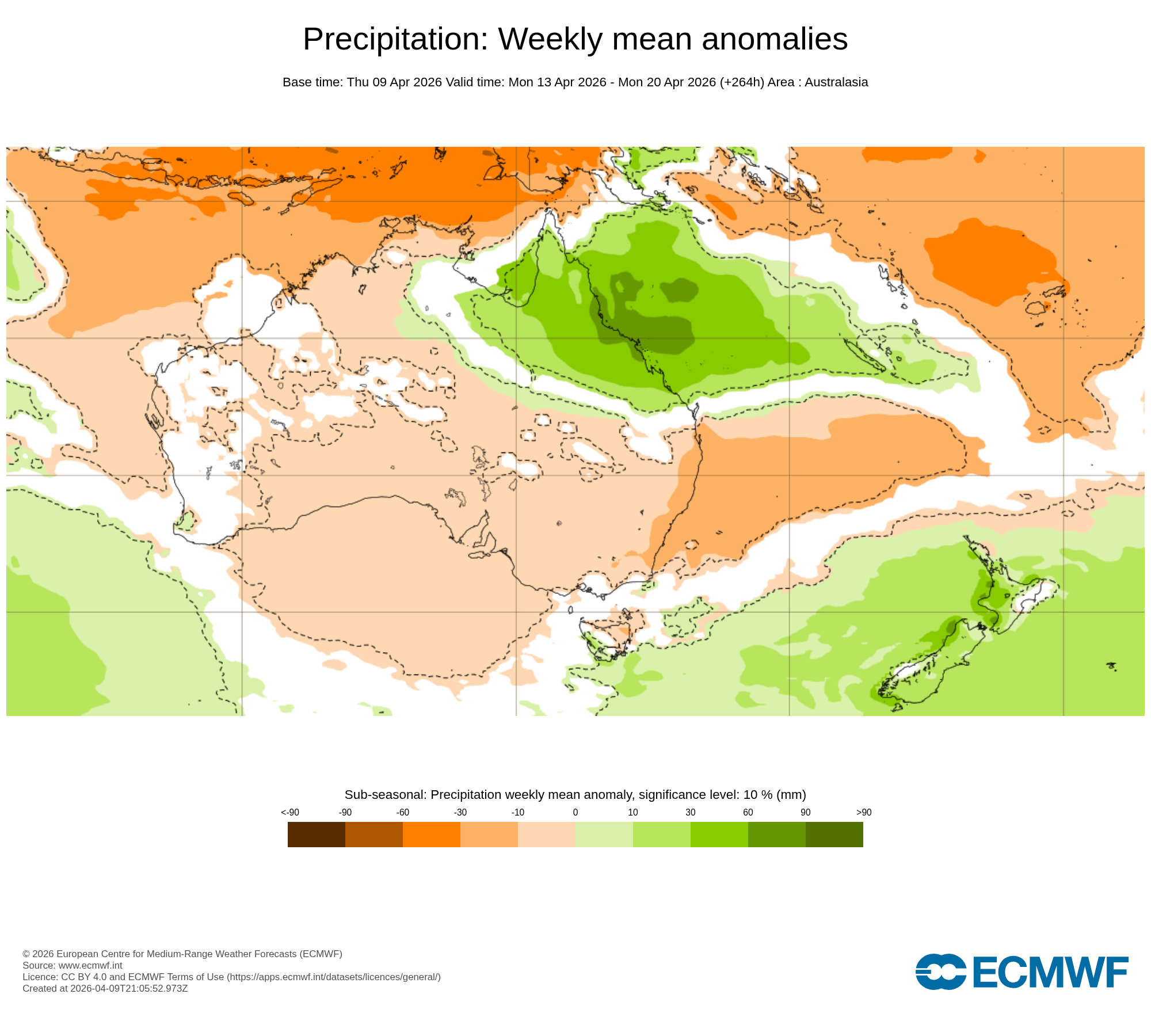 ECMWF Potential rain from 13 to 20 Apr