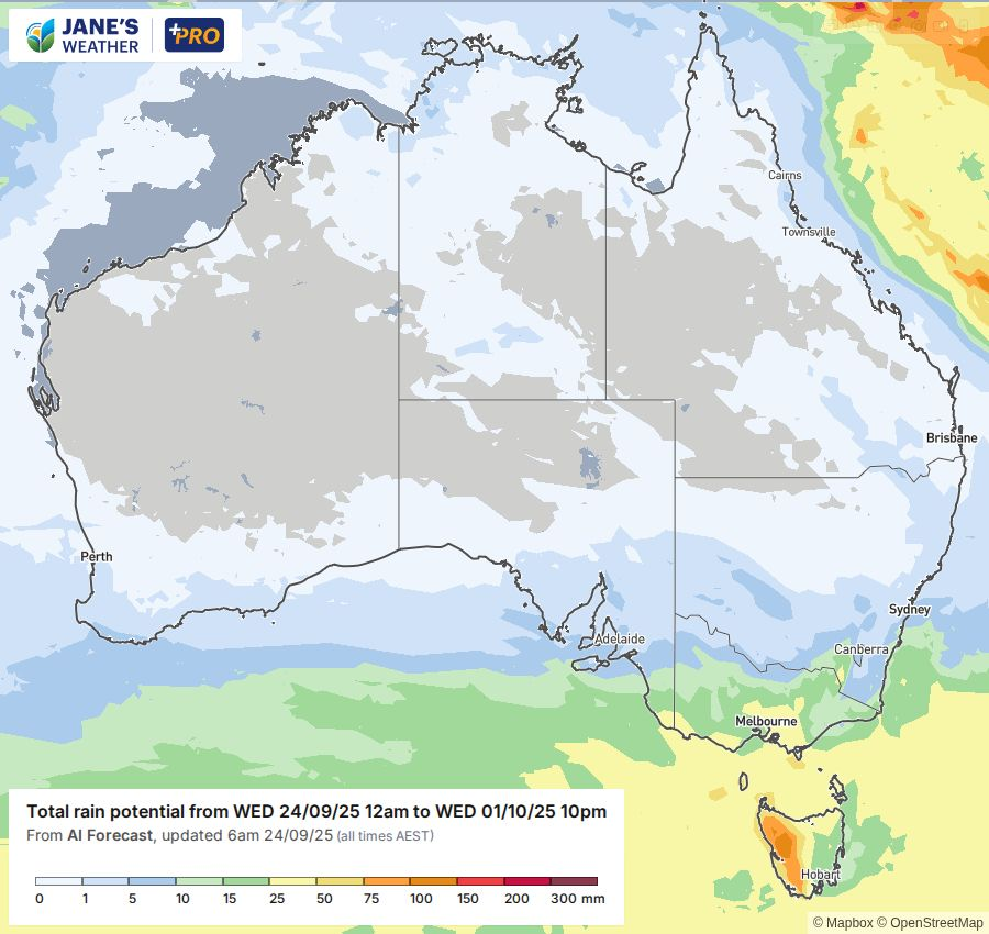 Potential rainfall over the next week