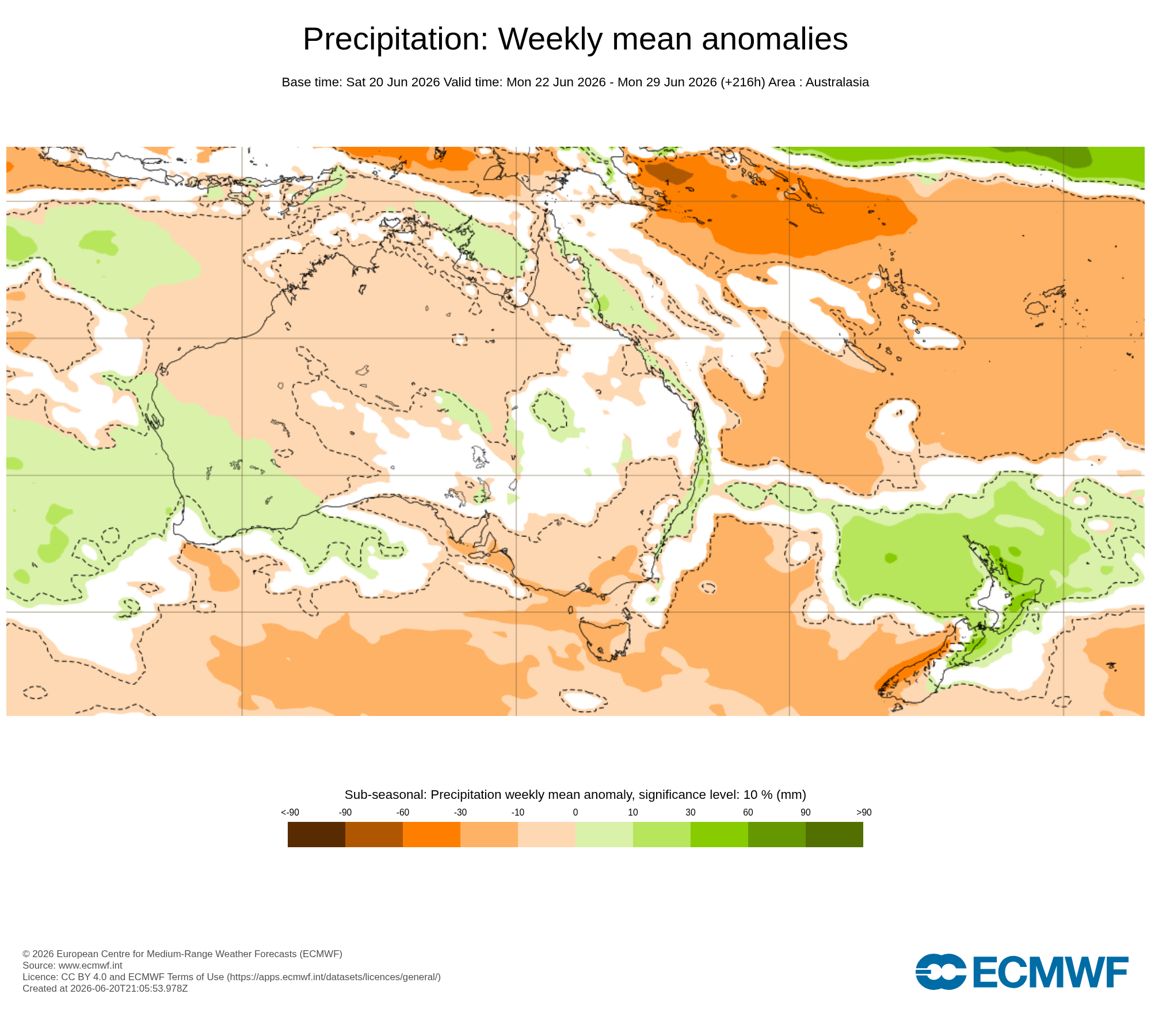 ECMWF Potential rain from 22 to 29 Jun