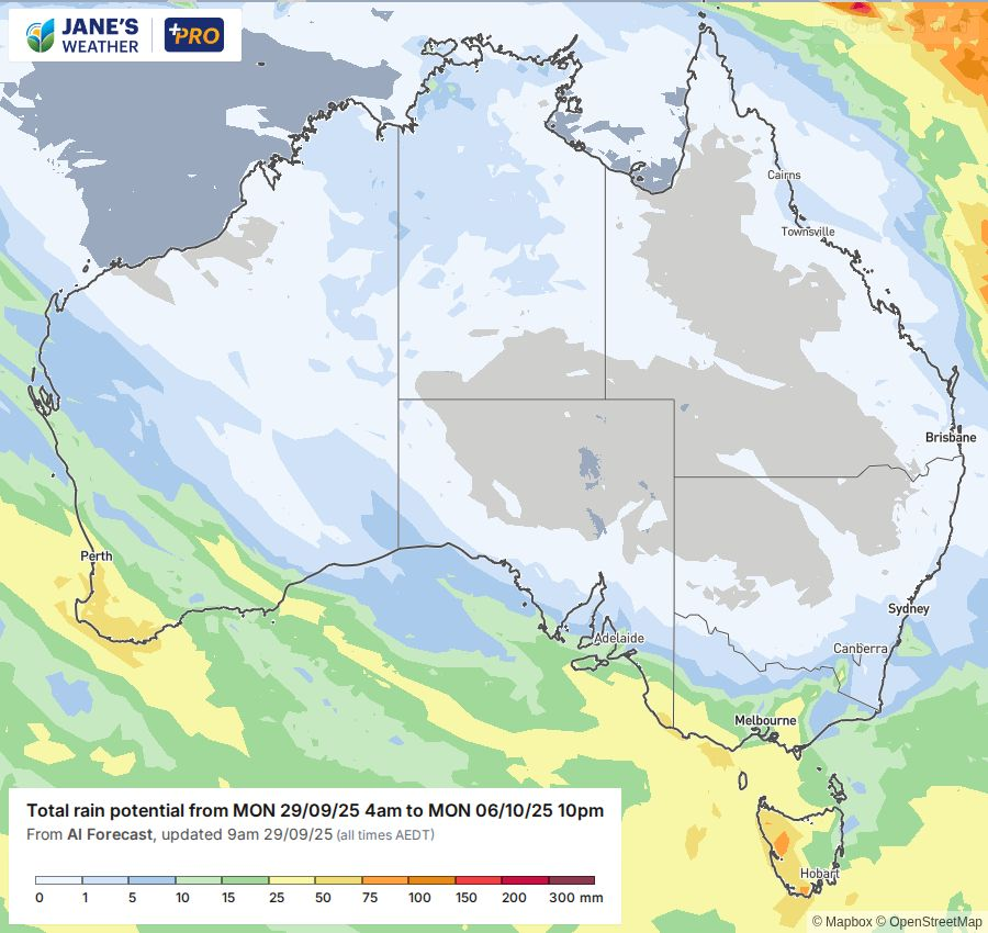 Potential rainfall over the next week