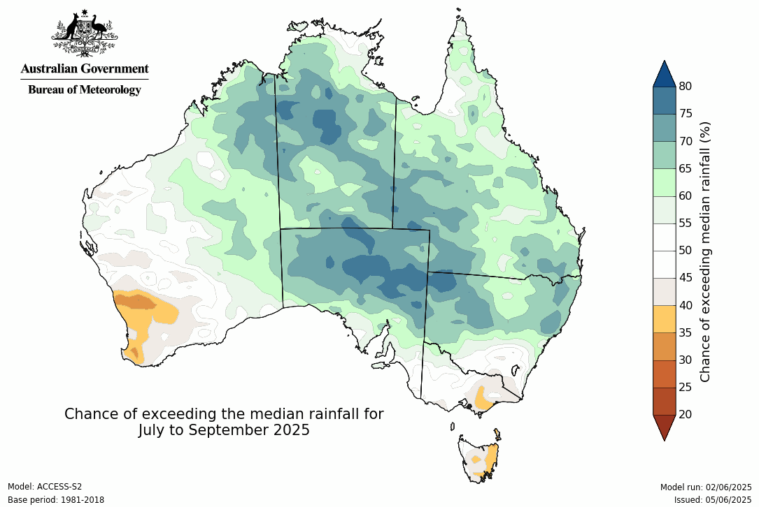 BoM's outlook for July to September 2025